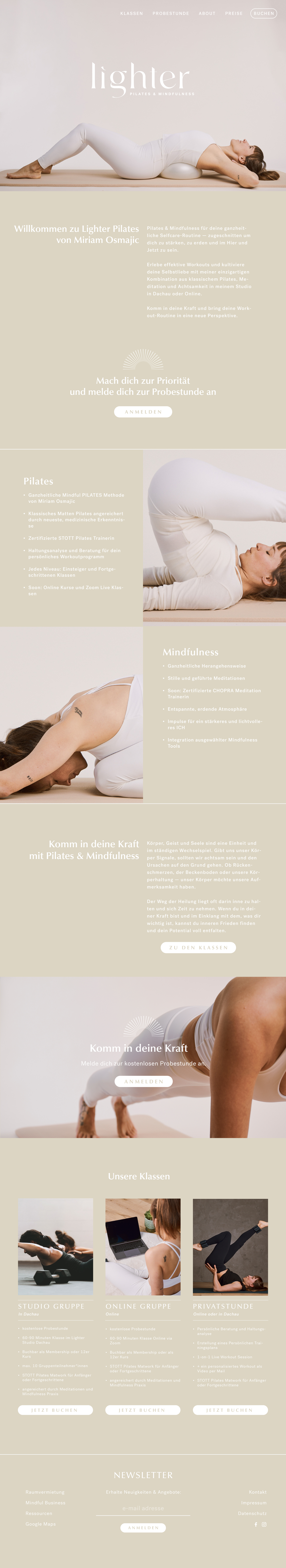 Webdesign Branding Lighter Pilates Dachau Website Screenshot